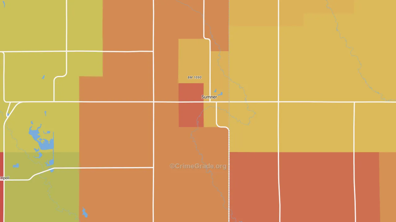 Sumner, IA Map of Robbery Rates