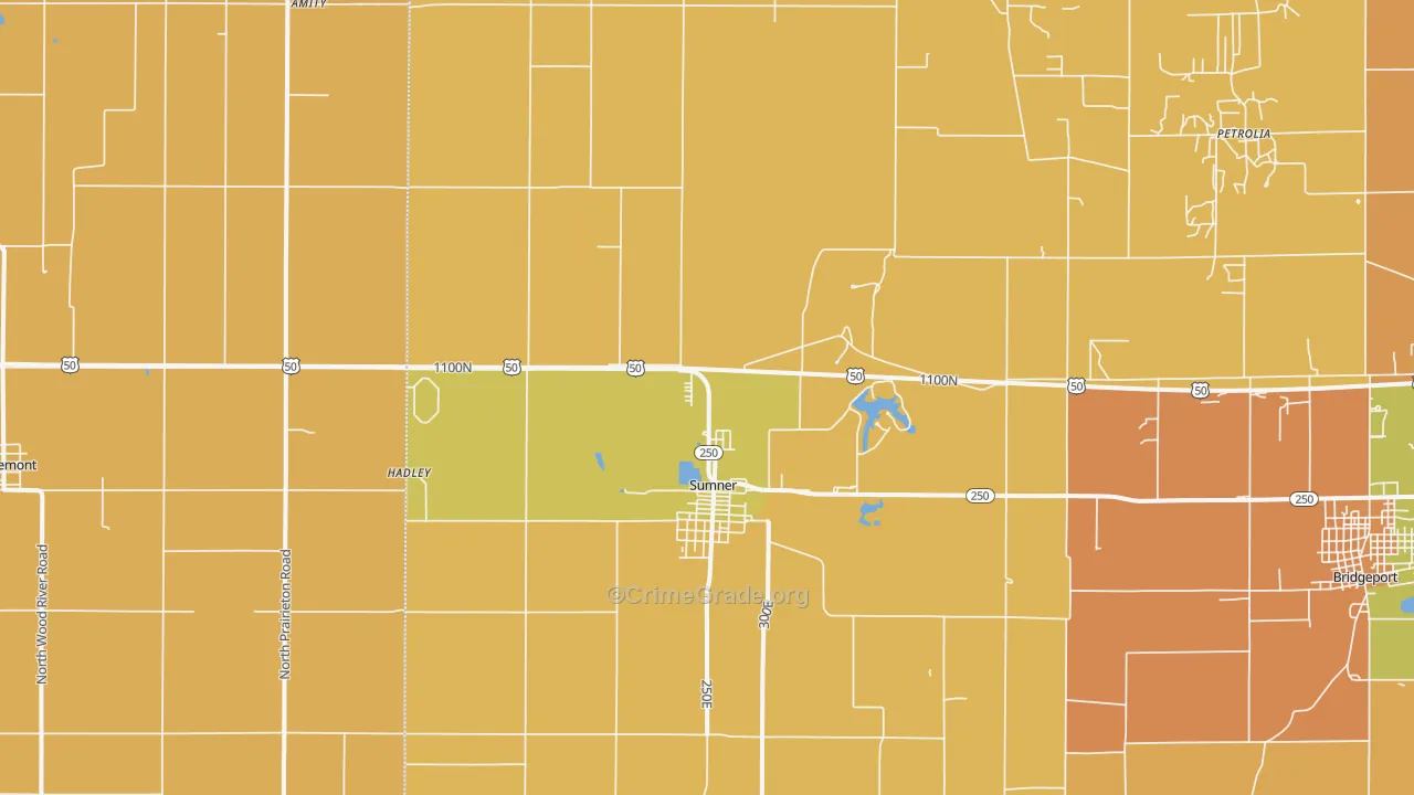 Sumner, IL Map of Robbery Rates