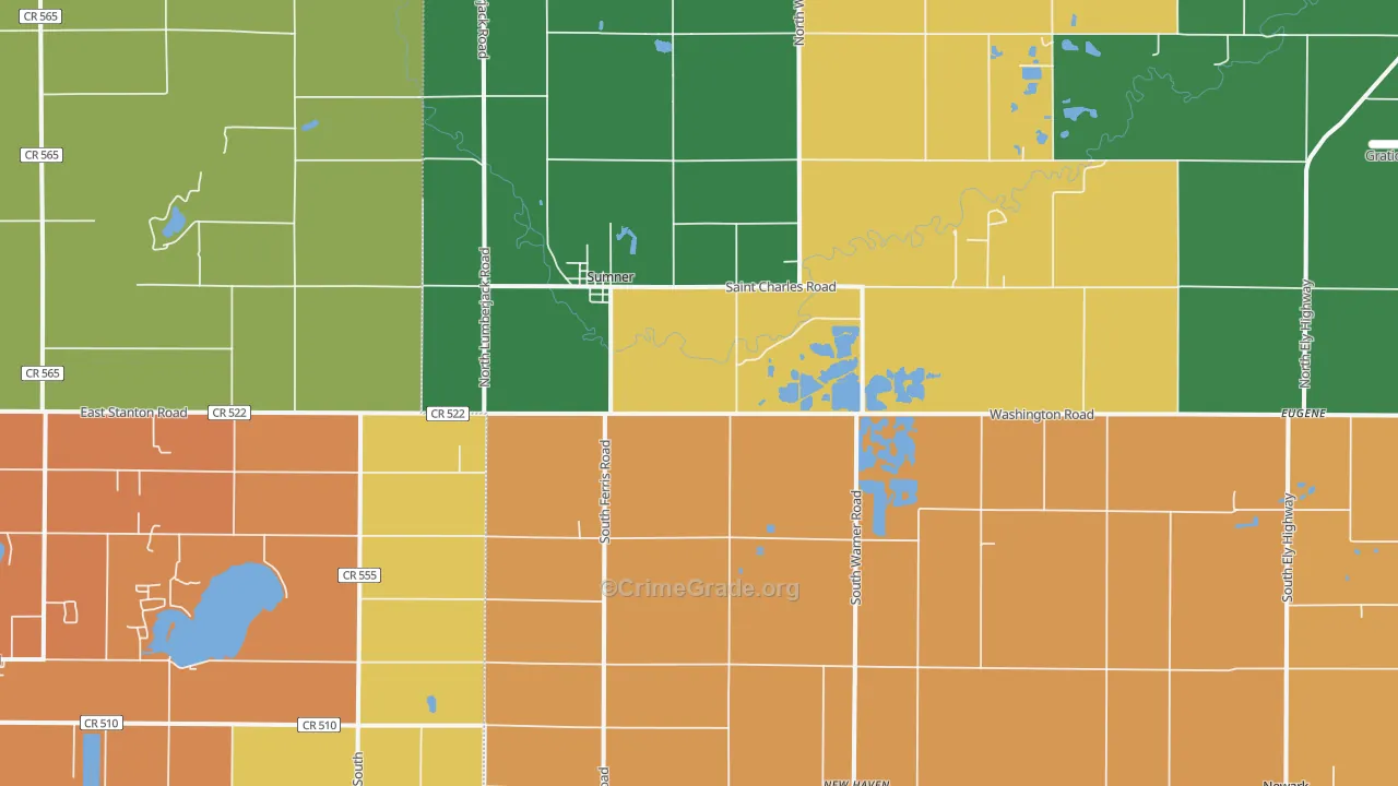 Sumner, MI Map of Robbery Rates