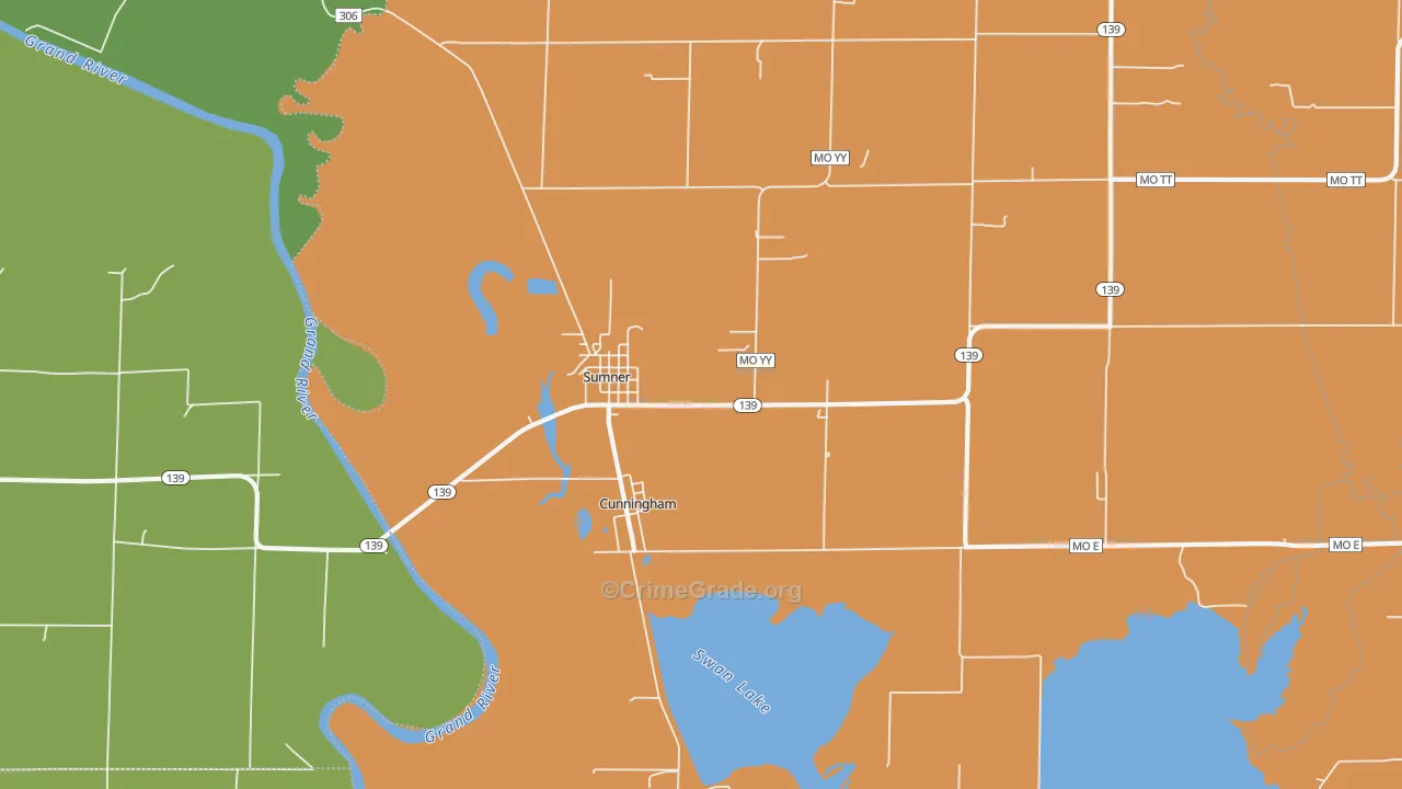 Sumner, MO Map of Robbery Rates