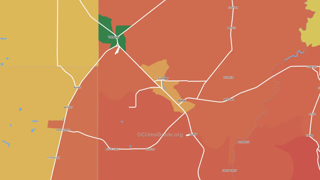 Sumner, MS Map of Robbery Rates