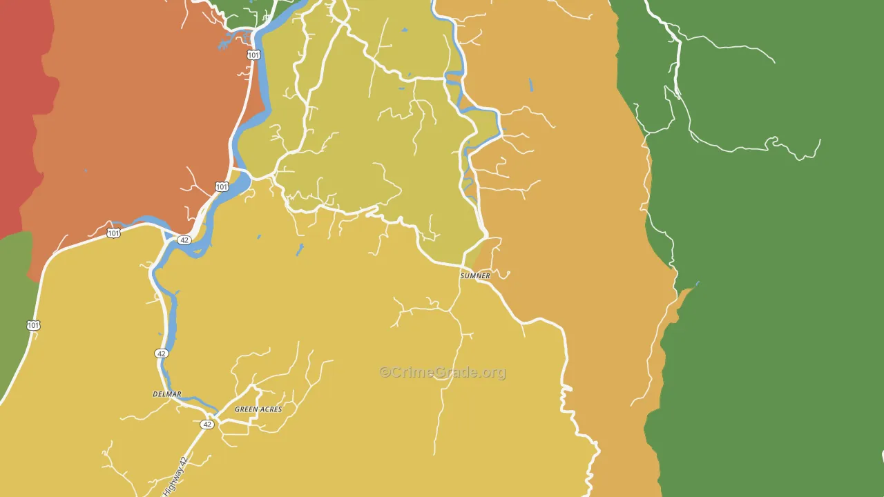 Sumner, OR Map of Robbery Rates