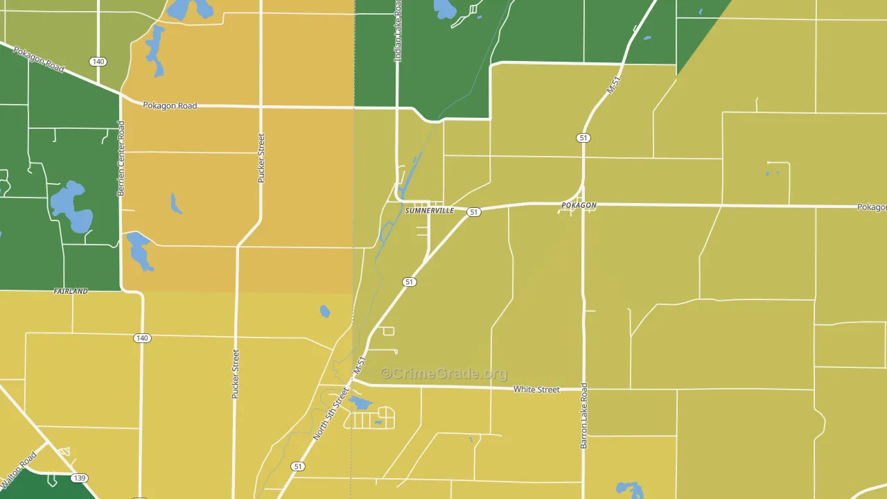 Sumnerville, MI Map of Robbery Rates
