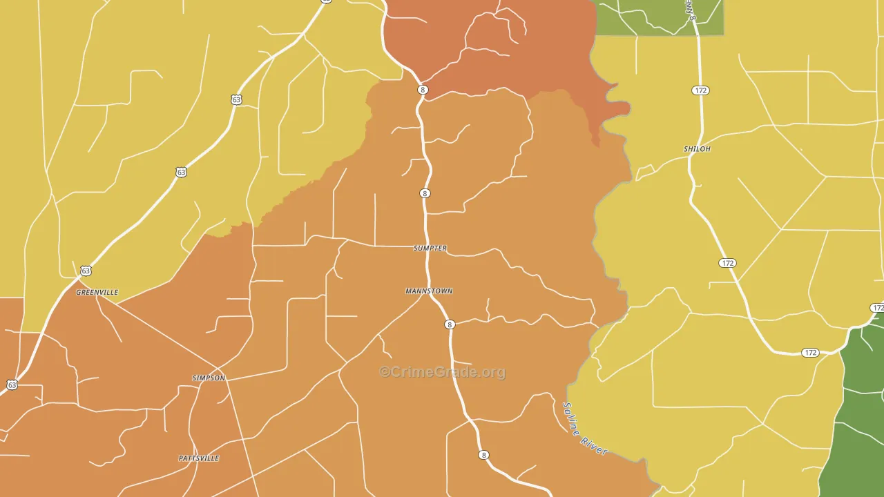 Sumpter, AR Map of Robbery Rates