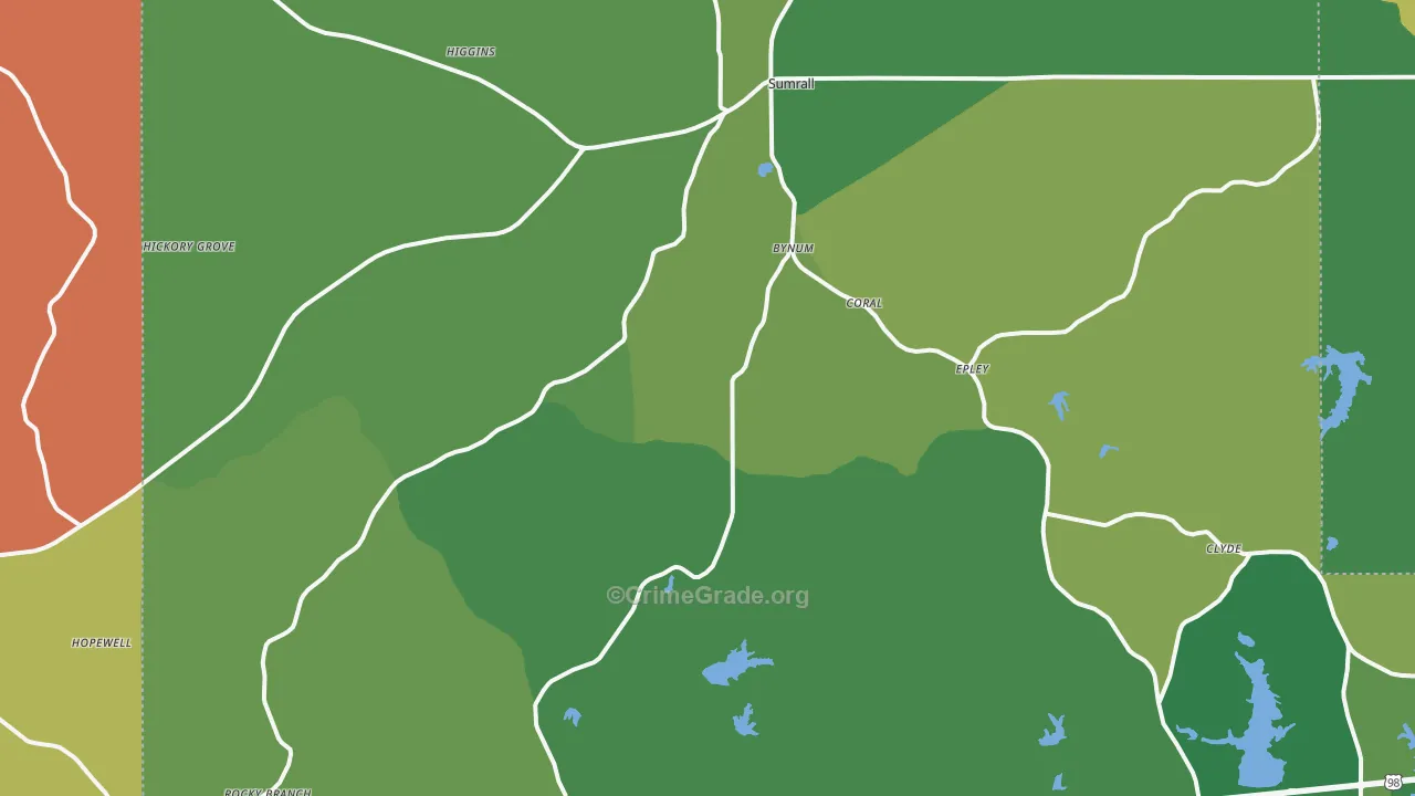 Sumrall, MS Map of Robbery Rates
