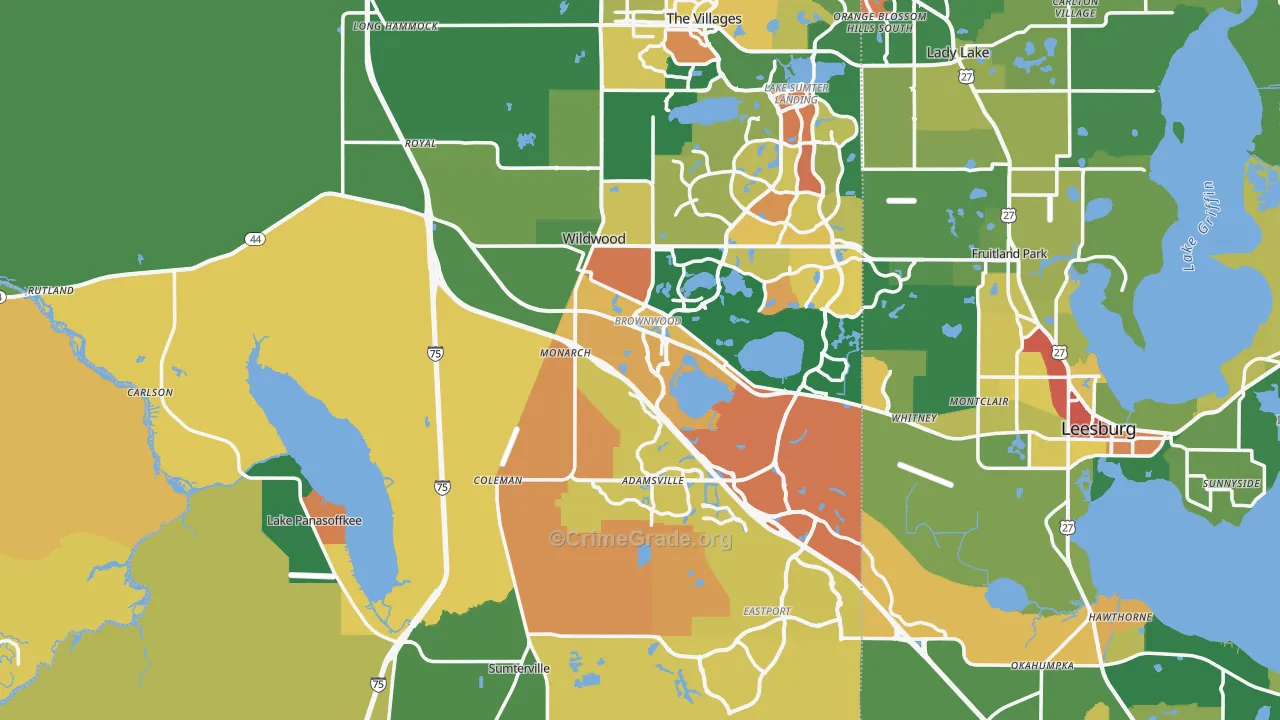 Sumter County, FL Map of Robbery Rates