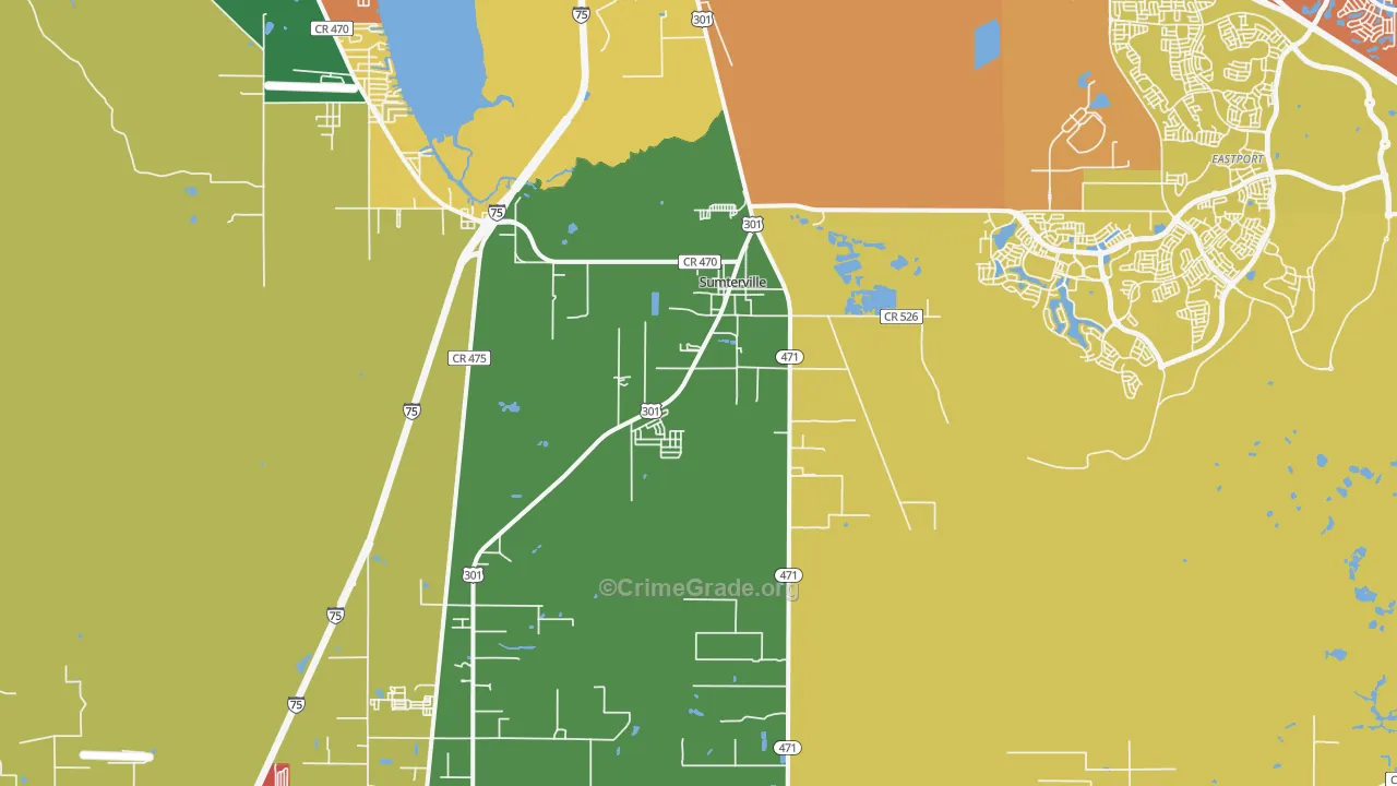 Sumterville, FL Map of Robbery Rates