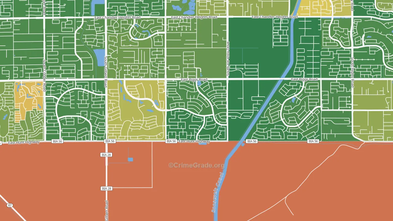 Sun Groves, Chandler, AZ Map of Robbery Rates