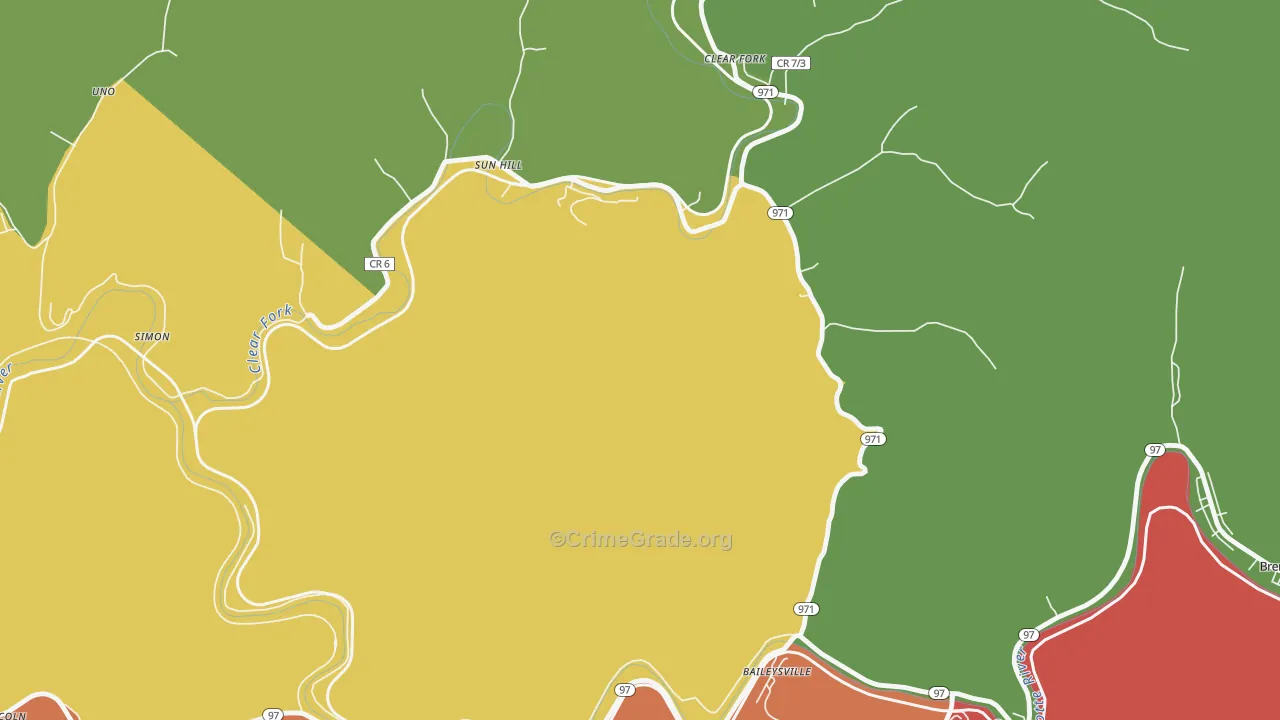 Sun Hill, WV Map of Robbery Rates