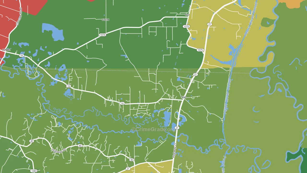 Sun, LA Map of Robbery Rates