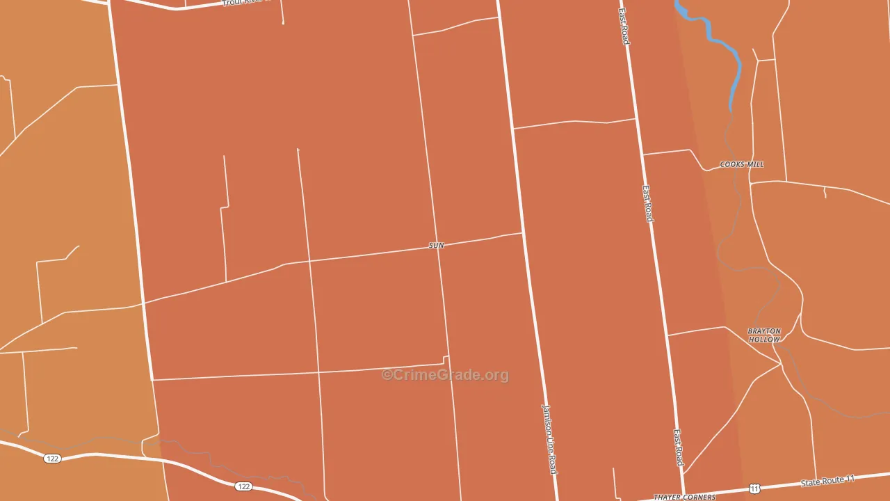 Sun, NY Map of Robbery Rates
