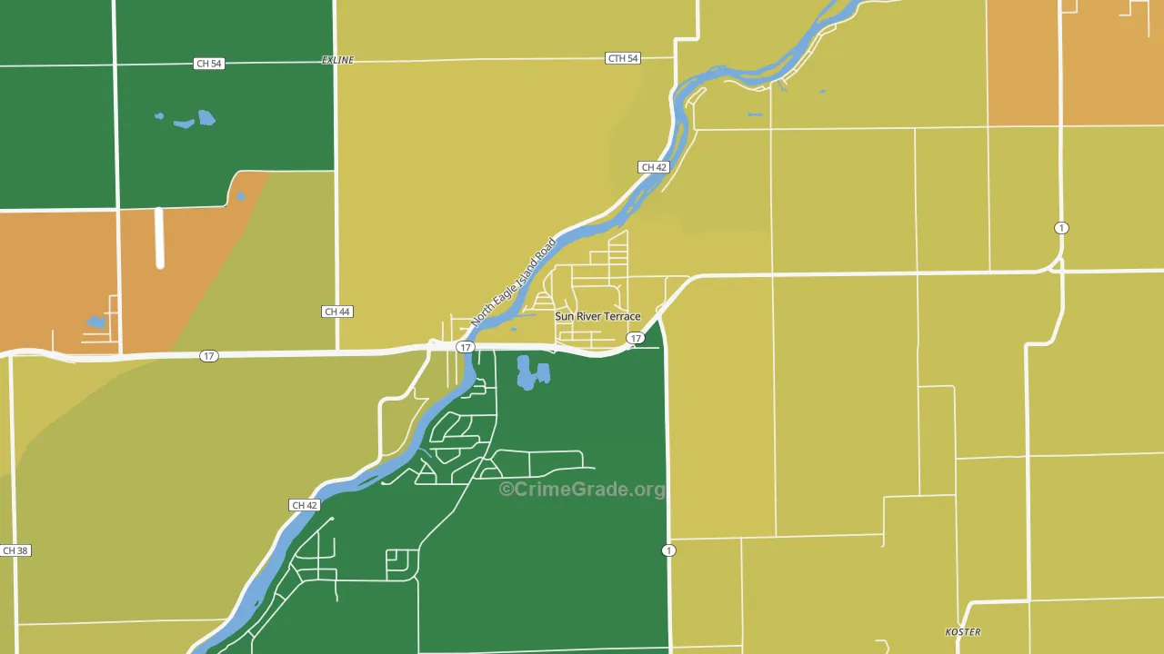Sun River Terrace, IL Map of Robbery Rates