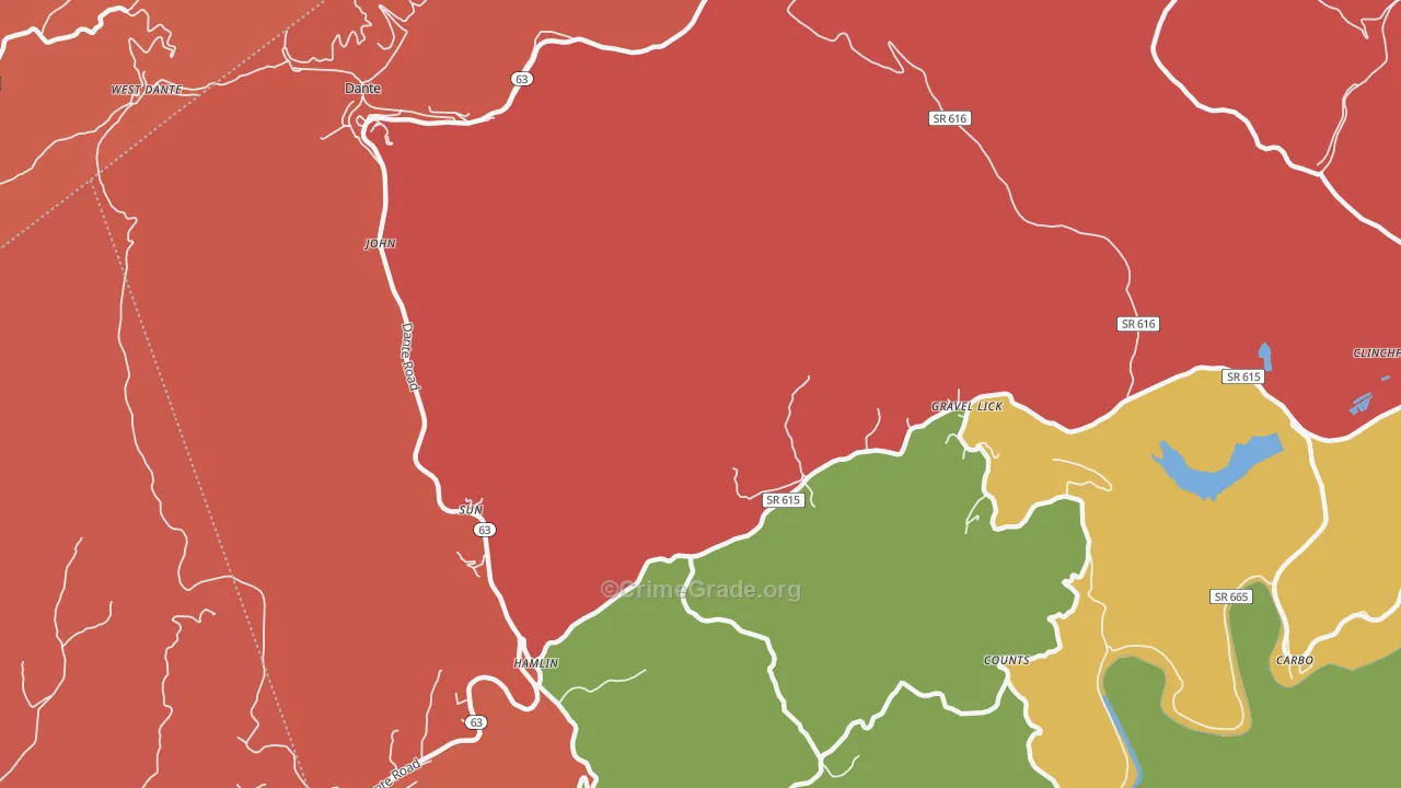 Sun, VA Map of Robbery Rates