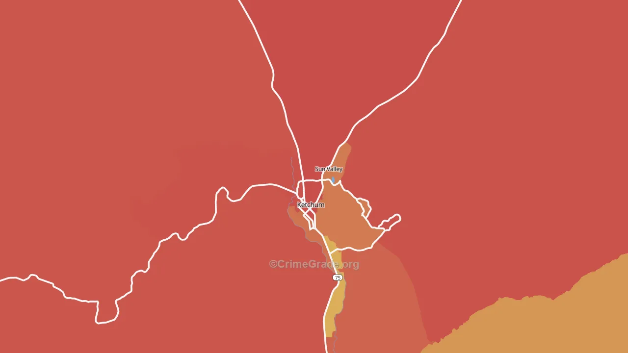 Sun Valley, ID Map of Robbery Rates