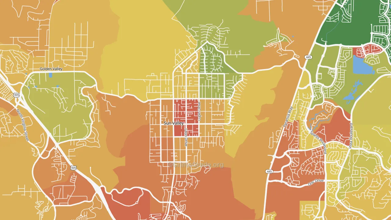 Sun Valley, NV Map of Robbery Rates