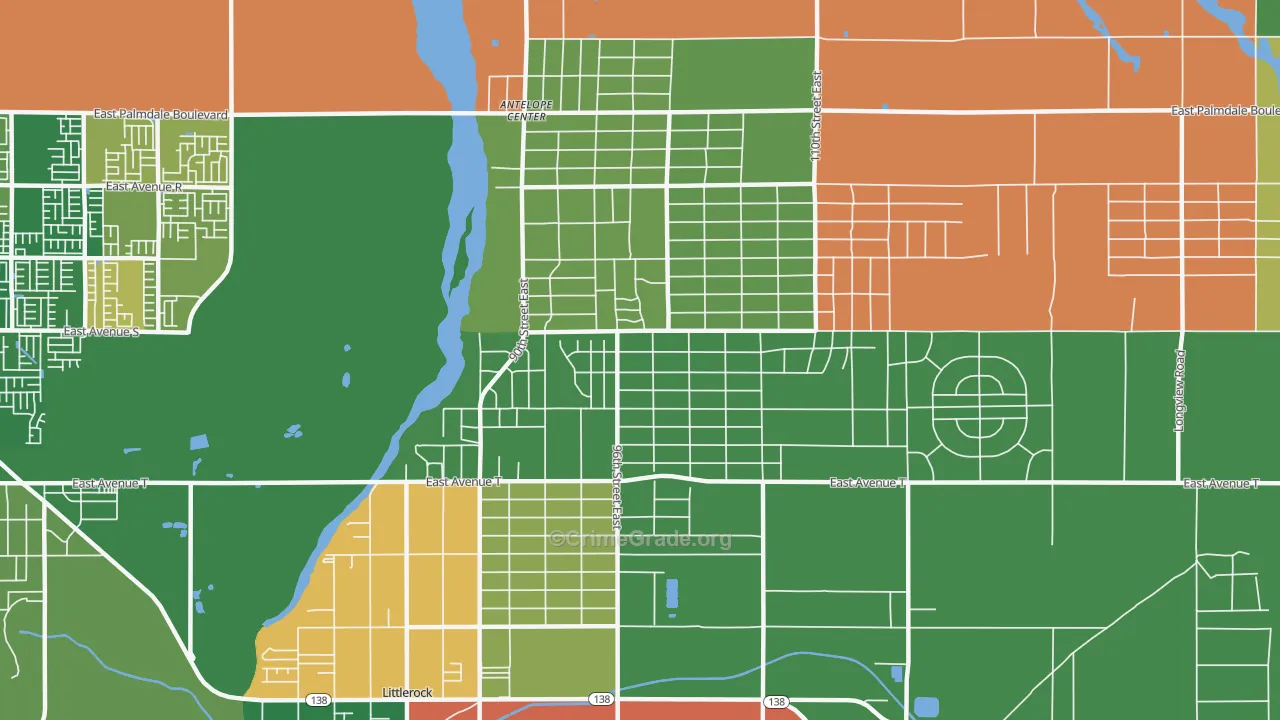 Sun Village, CA Map of Robbery Rates