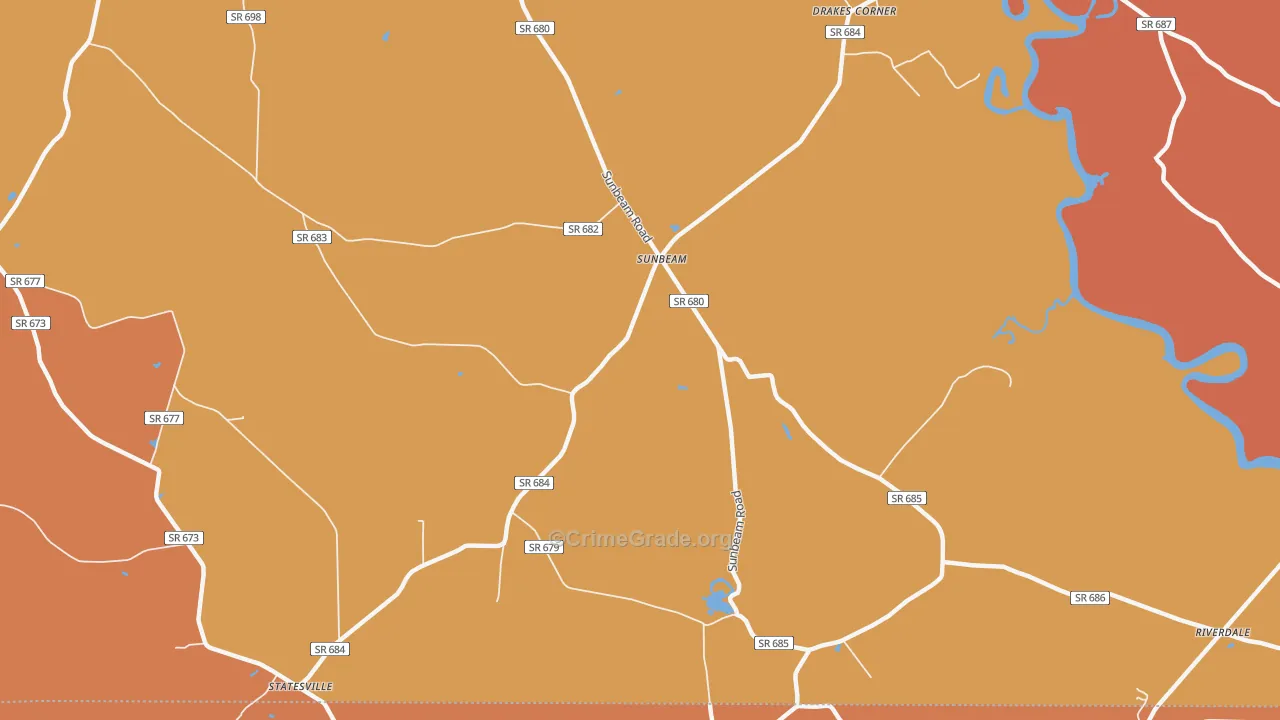 Sunbeam, VA Map of Robbery Rates