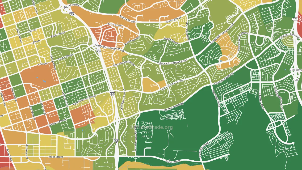 Sunbow, Chula Vista, CA Map of Robbery Rates