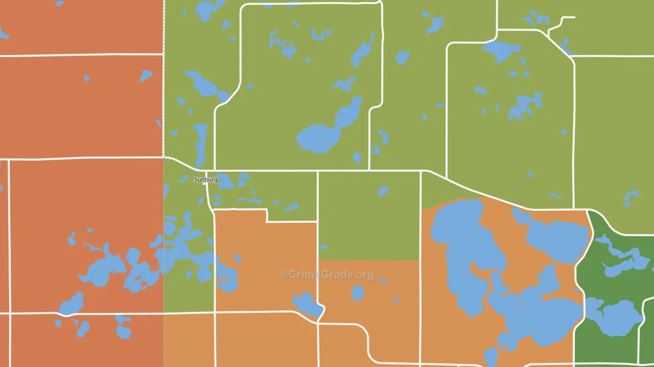 Sunburg, MN Map of Robbery Rates