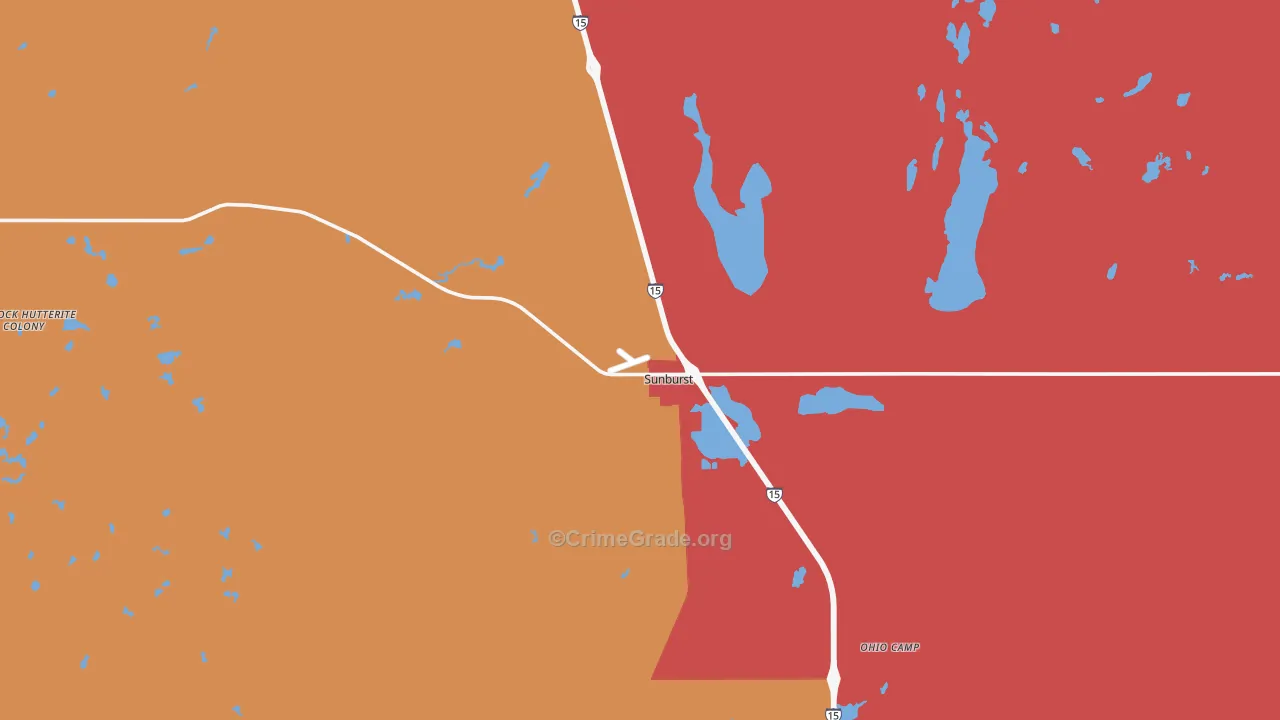 Sunburst, MT Map of Robbery Rates