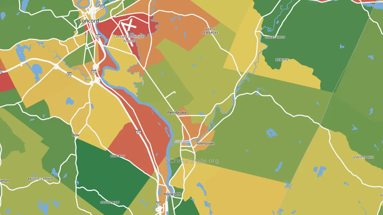 Suncook, NH Map of Robbery Rates