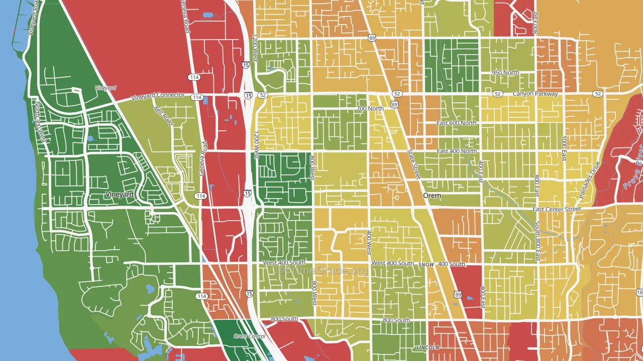 Suncrest, Orem, UT Map of Robbery Rates