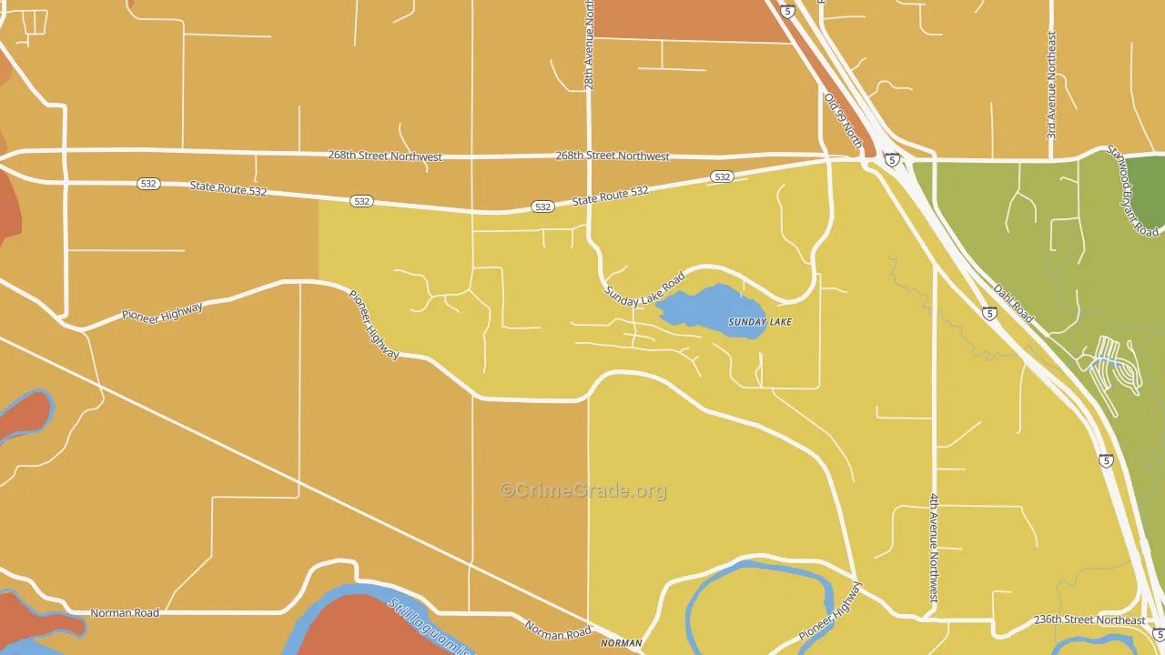 Sunday Lake, WA Map of Robbery Rates