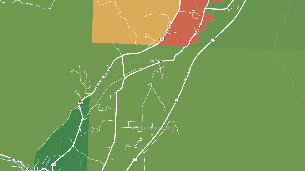 Sunderland, VT Map of Robbery Rates