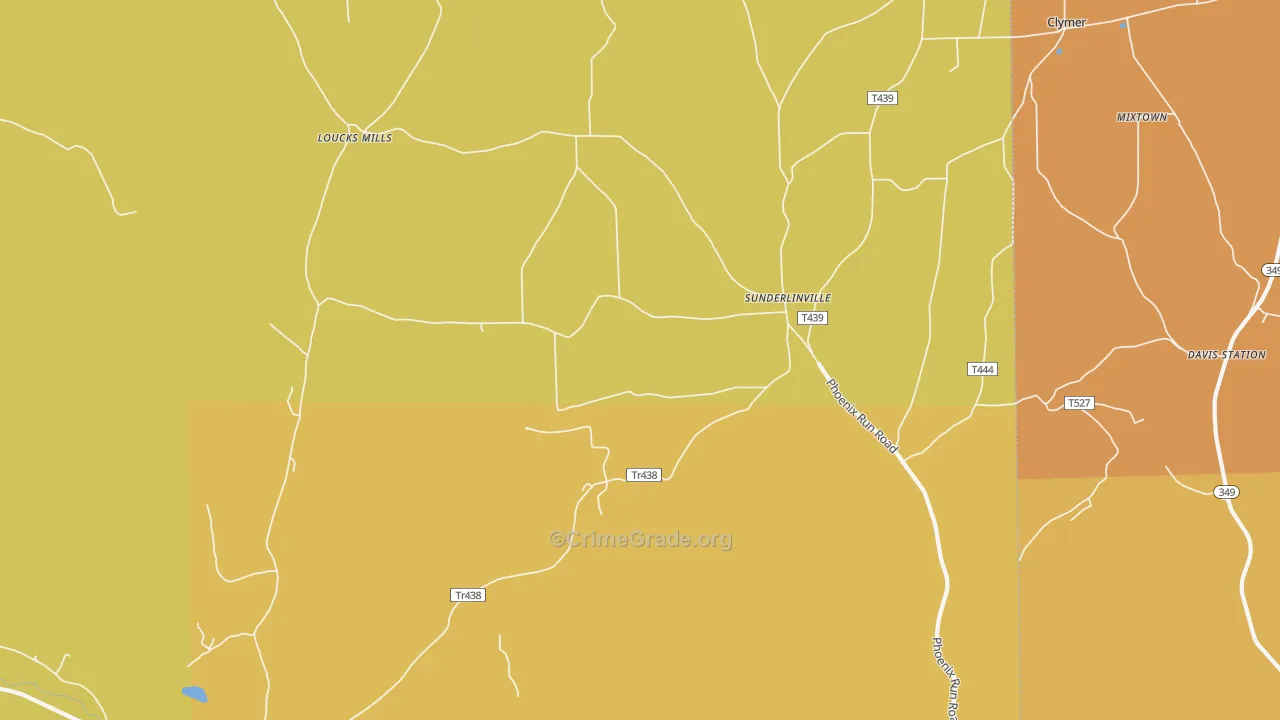 Sunderlinville, PA Map of Robbery Rates