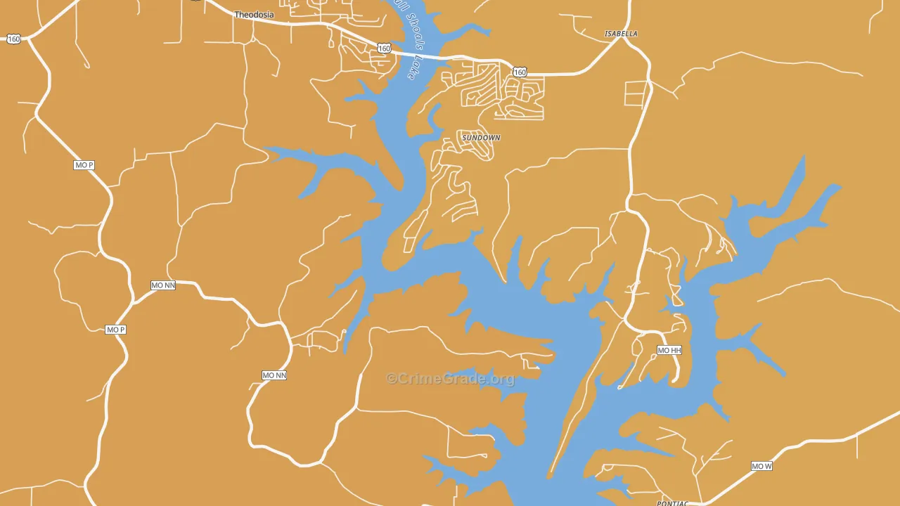 Sundown, MO Map of Robbery Rates