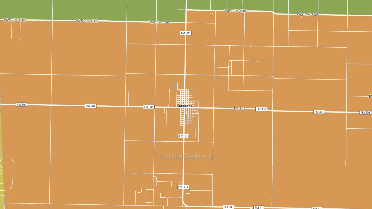 Sundown, TX Map of Robbery Rates
