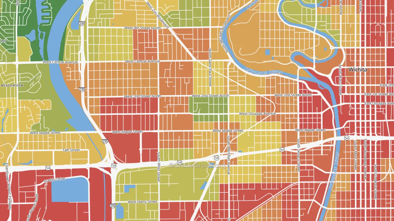 Sunflower, Wichita, KS Map of Robbery Rates