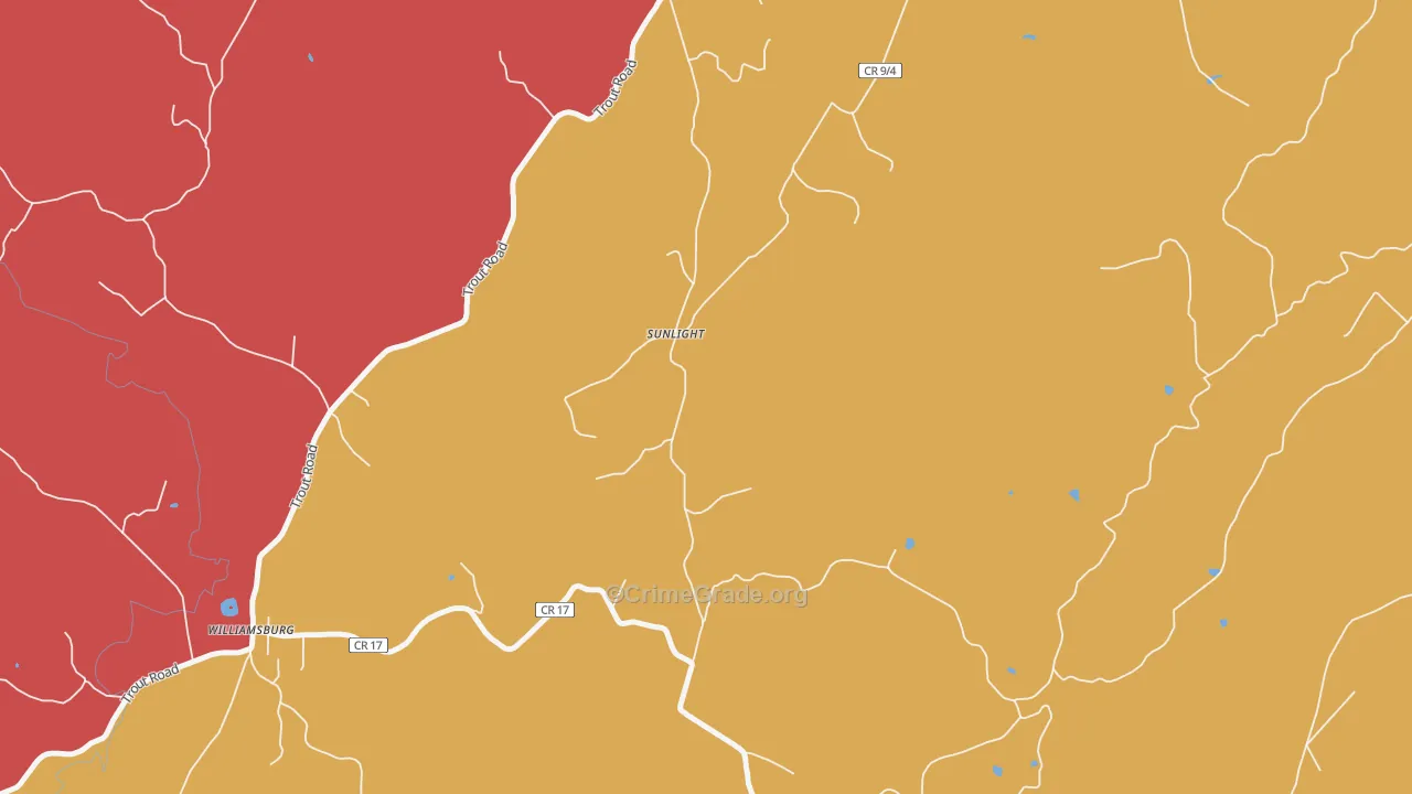 Sunlight, WV Map of Robbery Rates