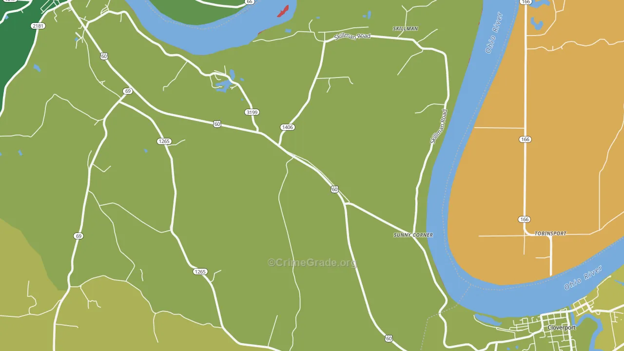 Sunny Corner, KY Map of Robbery Rates