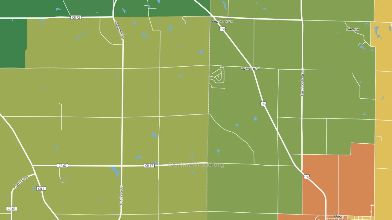 Sunny Hill Estates, IL Map of Robbery Rates