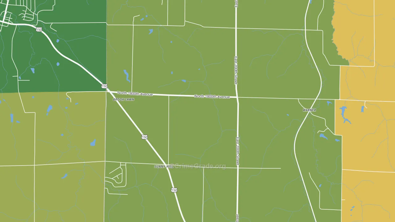 Sunny Hill, IL Map of Robbery Rates