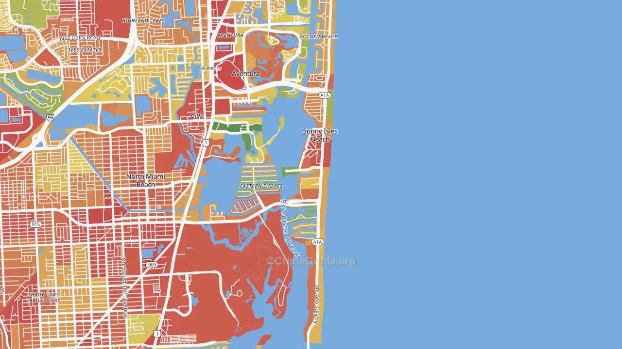 Sunny Isles Beach, FL Map of Robbery Rates