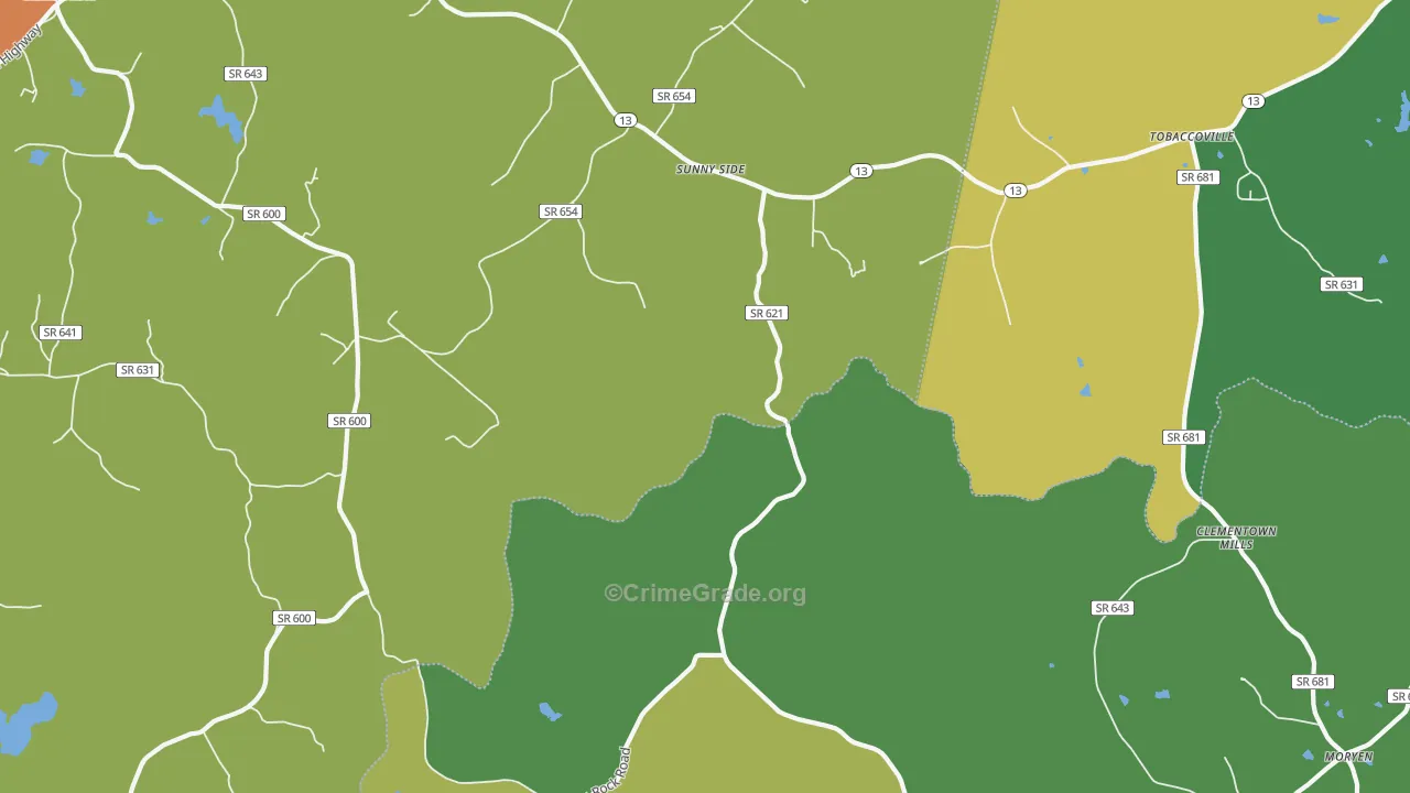 Sunny Side, VA Map of Robbery Rates
