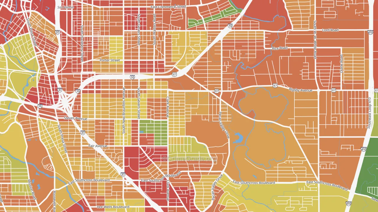 Sunny Slope, San Antonio, TX Map of Robbery Rates