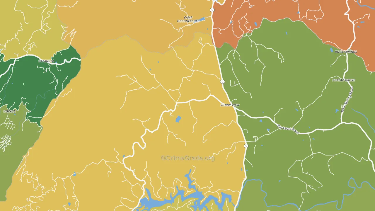Sunny View, NC Map of Robbery Rates