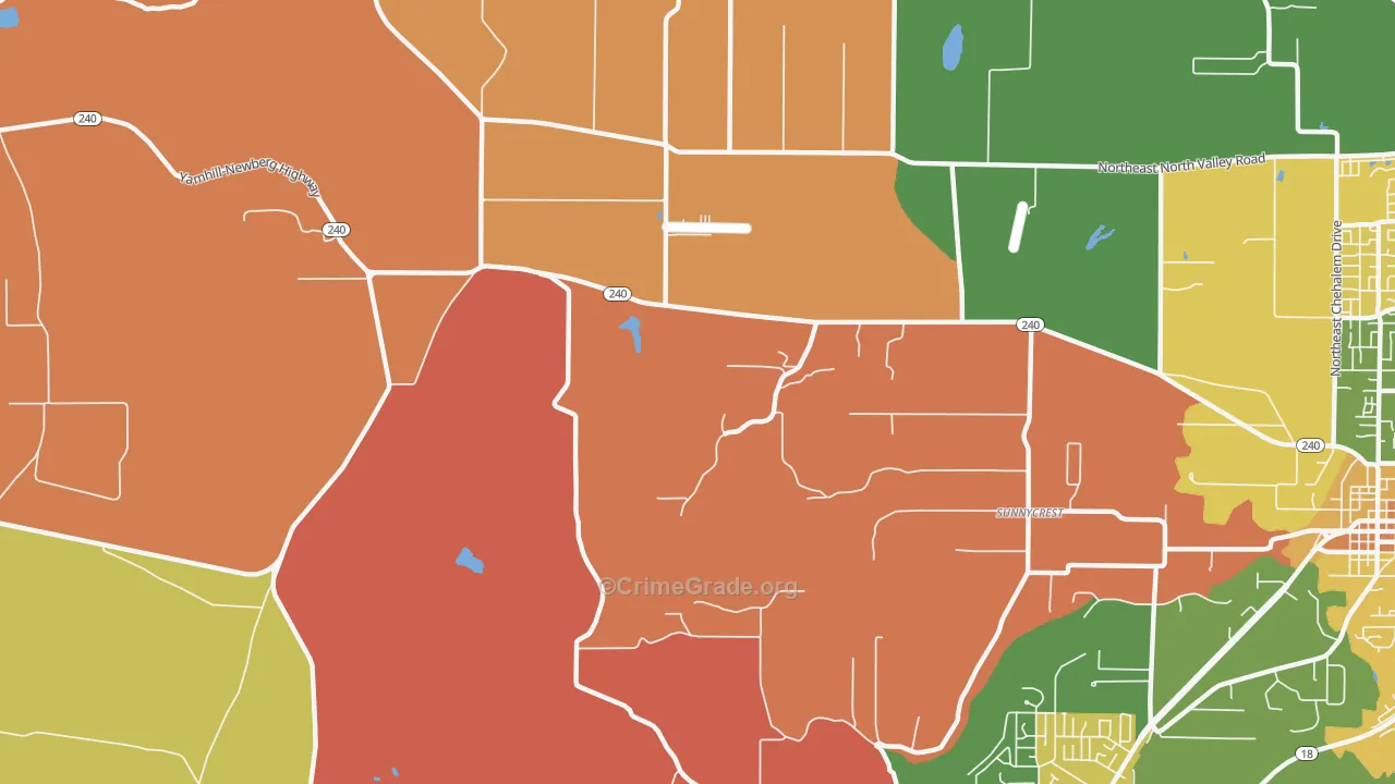 Sunnycrest, OR Map of Robbery Rates