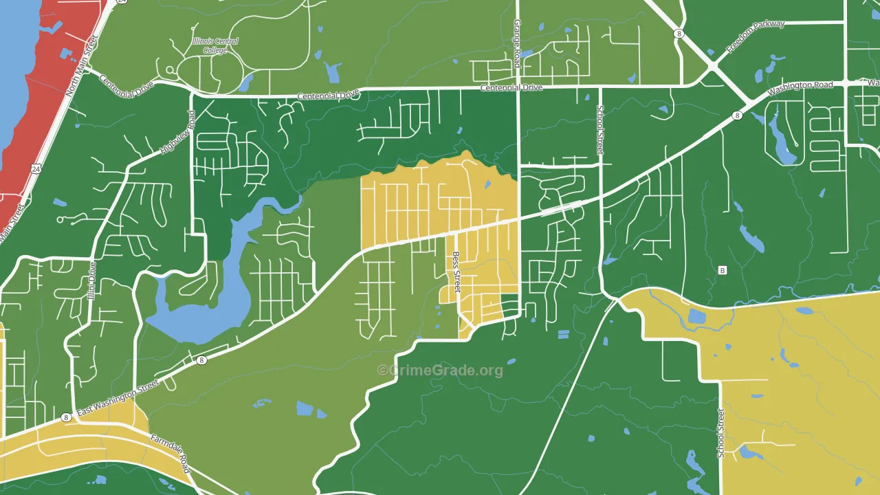 Sunnyland, Washington, IL Map of Robbery Rates