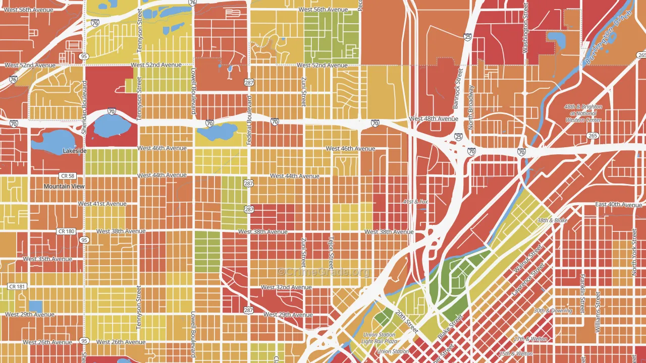 Sunnyside, Denver, CO Map of Robbery Rates