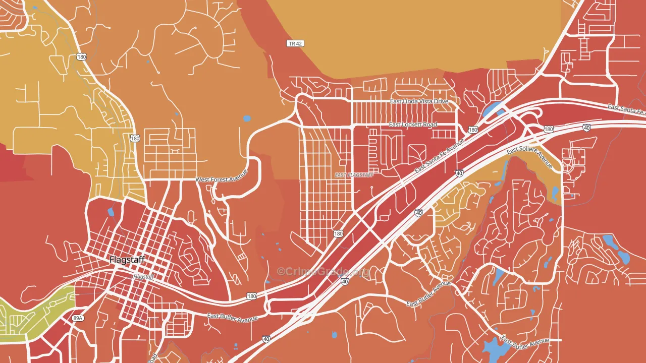 Sunnyside-Flagstaff, Flagstaff, AZ Map of Robbery Rates