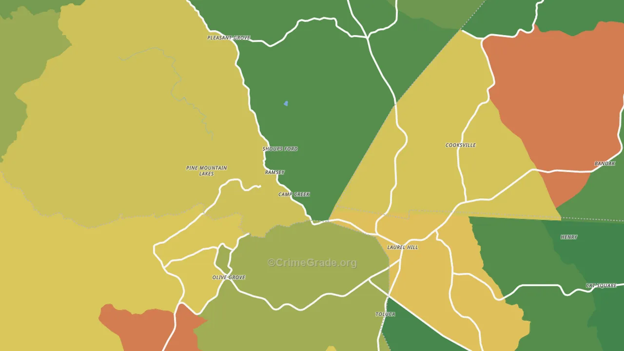 Sunnyside, NC Map of Robbery Rates
