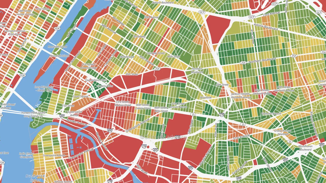 Sunnyside, Queens, NY Map of Robbery Rates