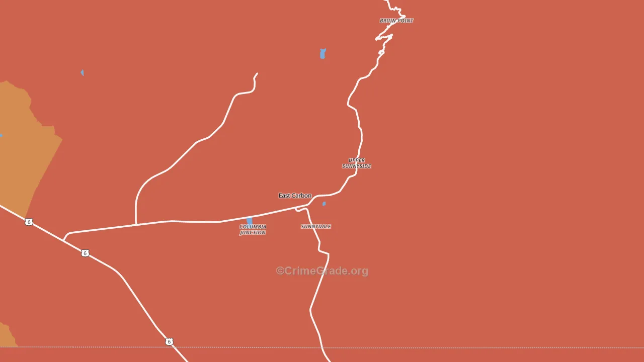 Sunnyside, UT Map of Robbery Rates
