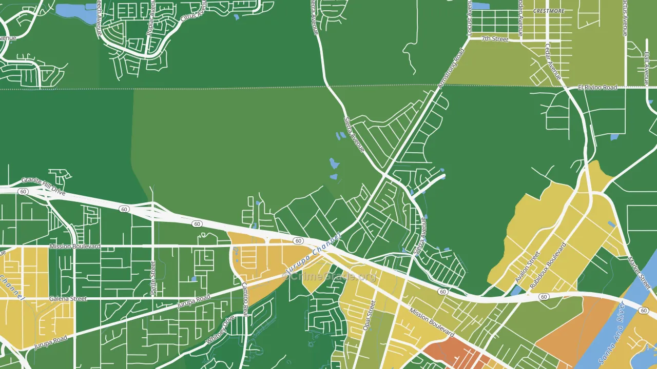 Sunnyslope, Riverside, CA Map of Robbery Rates