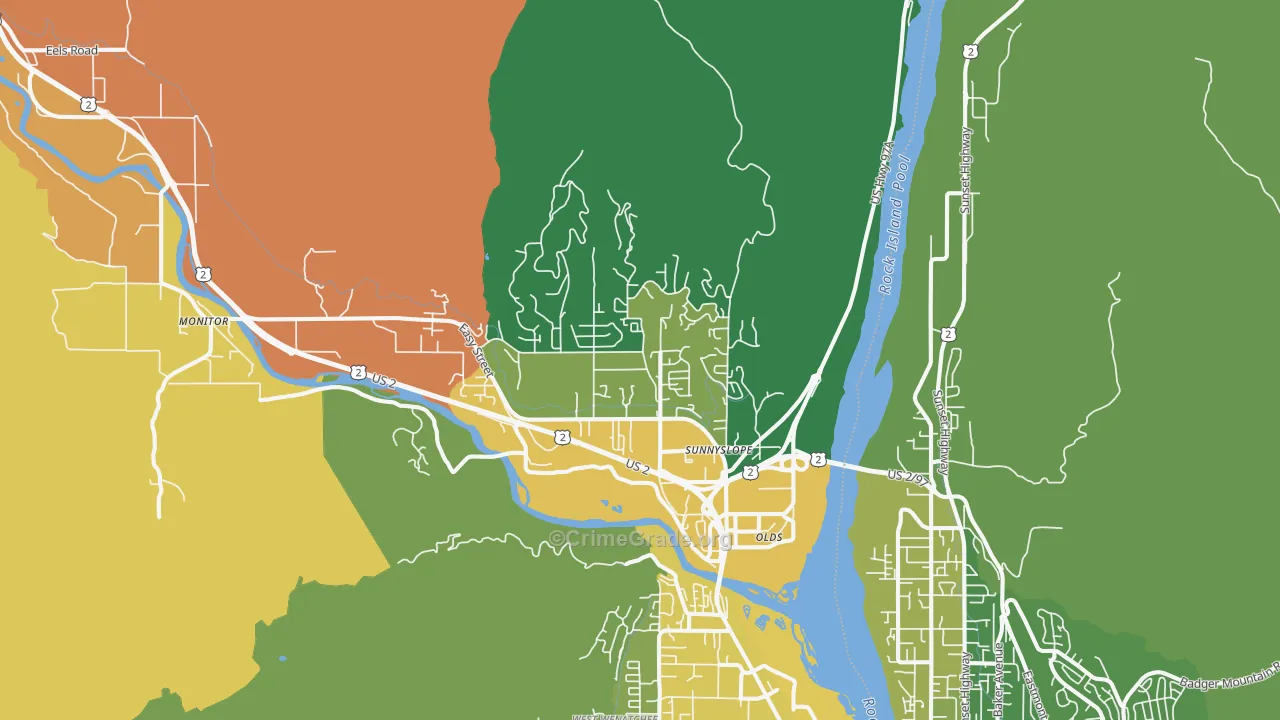 Sunnyslope, WA Map of Robbery Rates