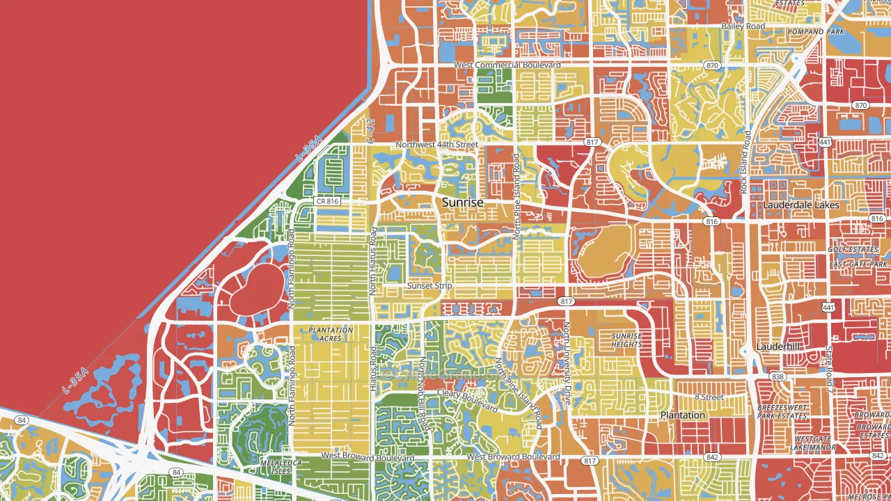 Sunrise, FL Map of Robbery Rates